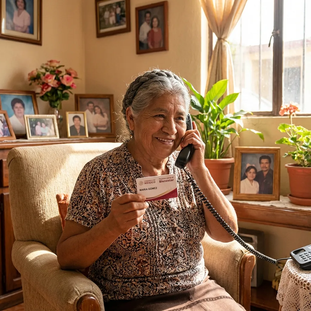 Persona activando Tarjeta Bienestar por teléfono