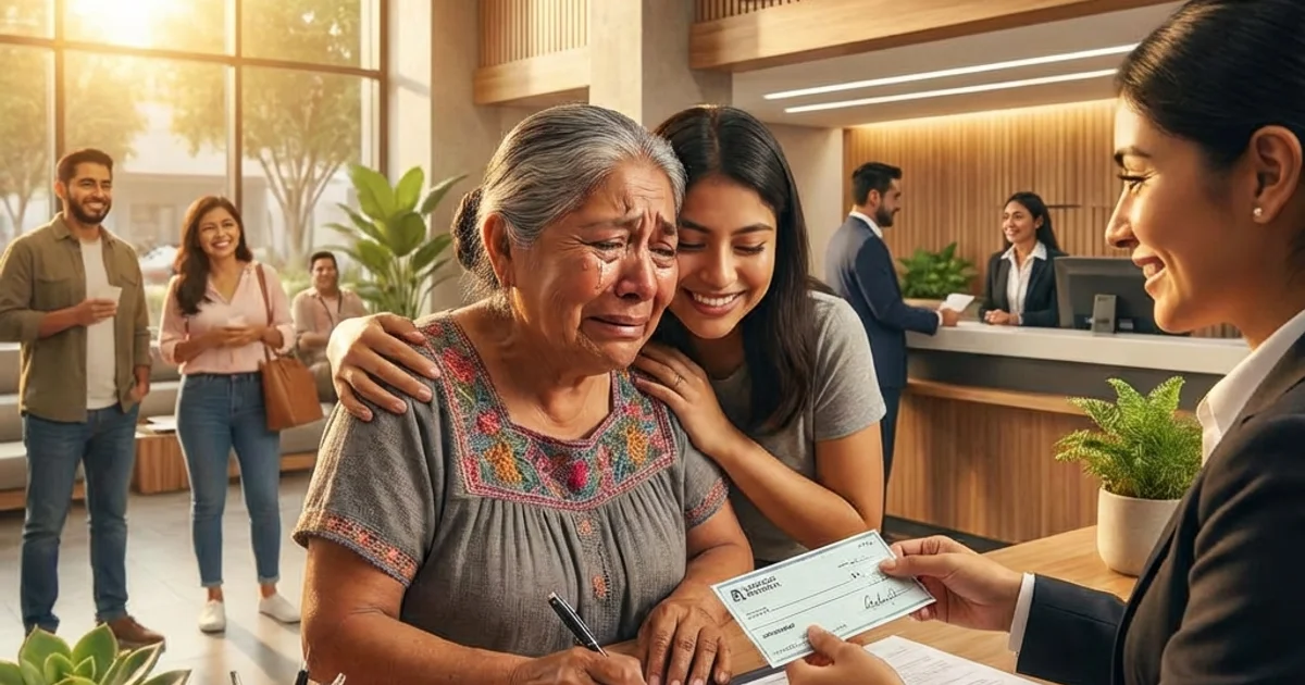 Recibiendo pago de marcha en banco
