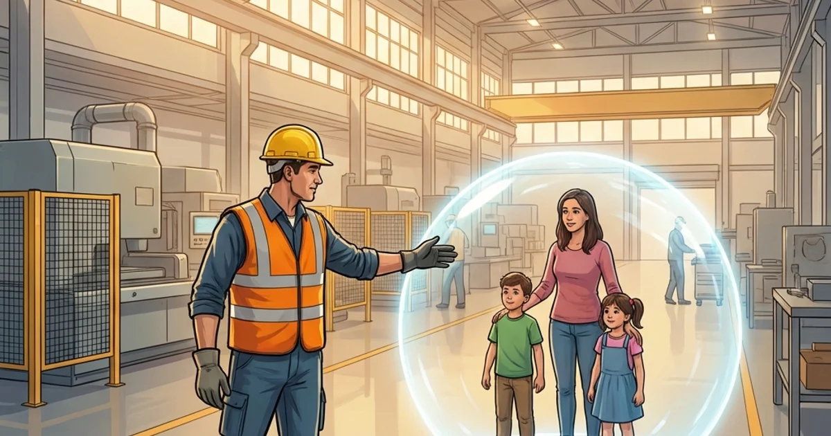 Trabajador mexicano protegiendo a su familia