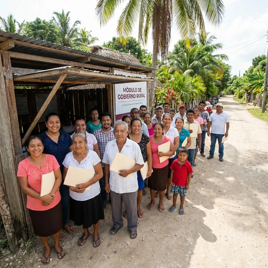 Beneficiarios en módulo rural Campeche