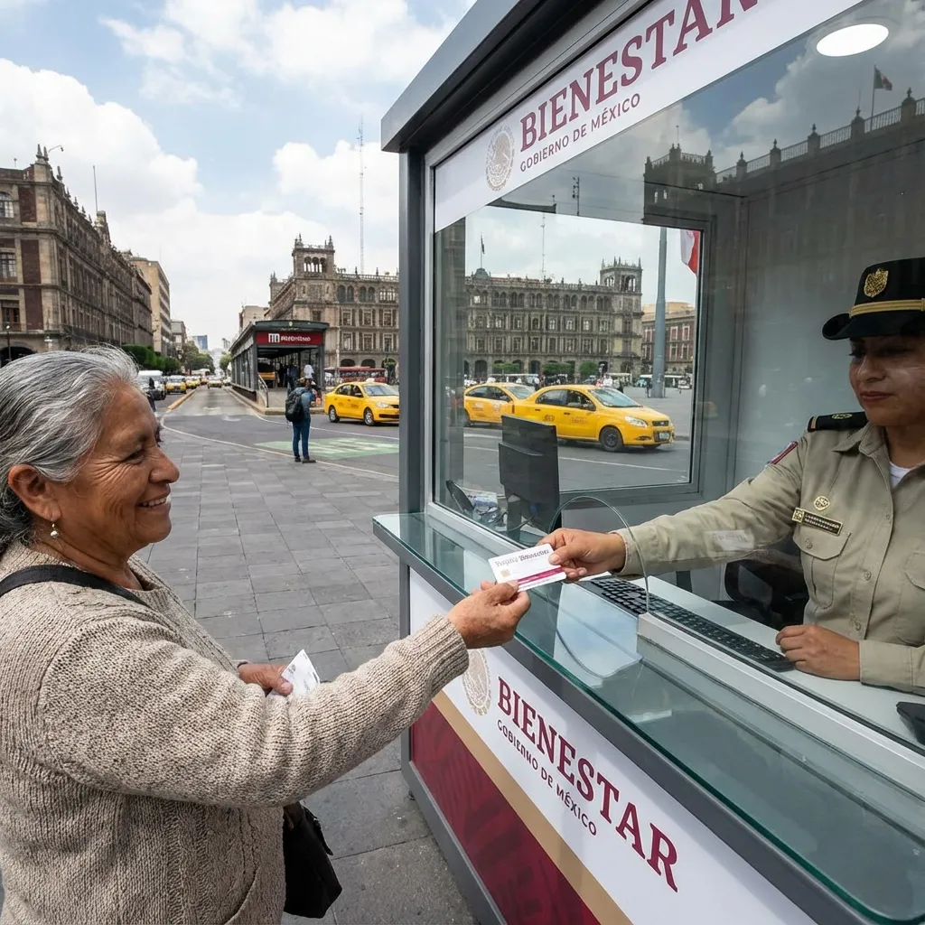 Beneficiario recibiendo Tarjeta Bienestar en CDMX