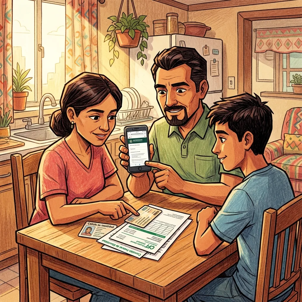 Familia verificando requisitos