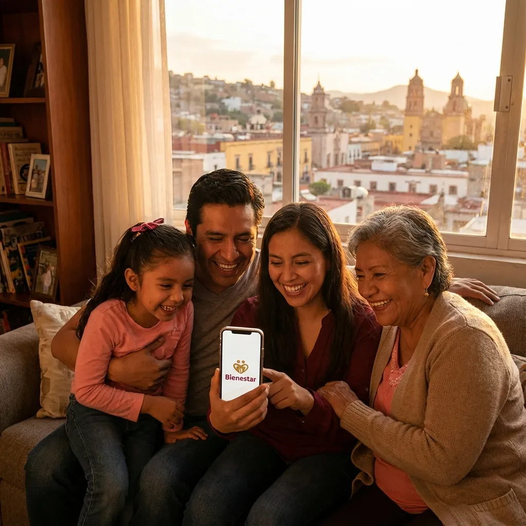 Familia consultando app Bienestar