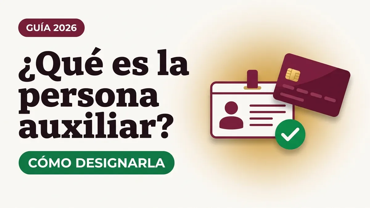 Adulto mayor acompañado por su persona auxiliar en un módulo del Bienestar