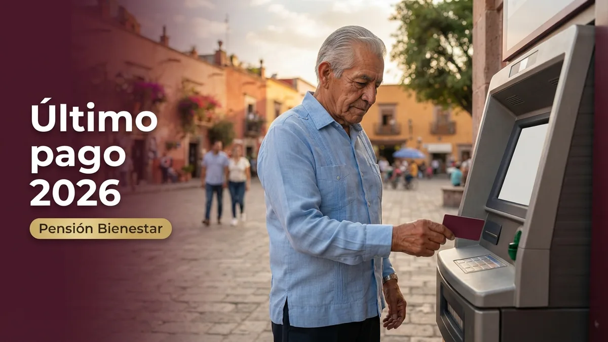 Adulto mayor retirando su pensión en un cajero con la Tarjeta Bienestar