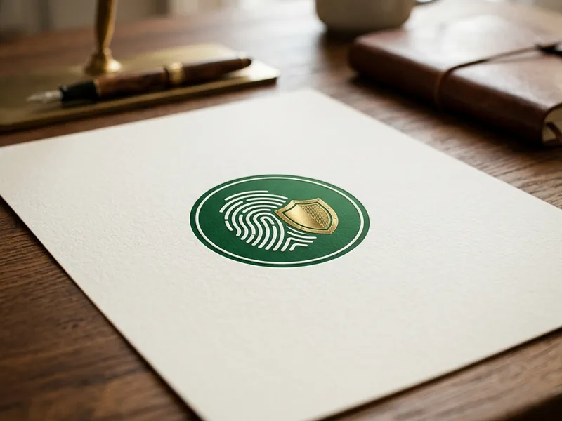 Ilustración de un documento de CURP Biométrica con una huella dactilar verde y escudo de validación