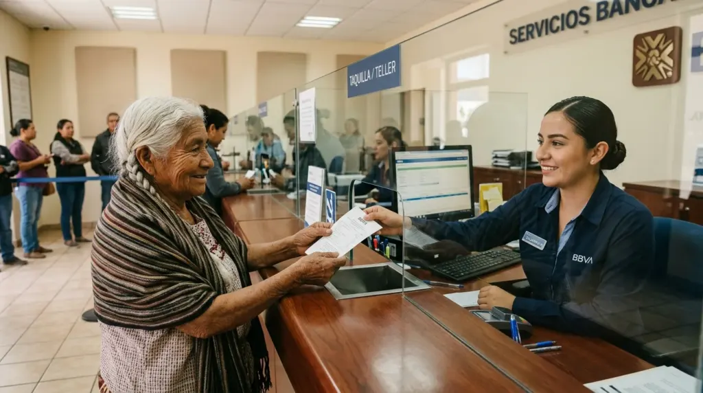 Estado de cuenta del Banco del Bienestar: cómo ver tus movimientos 2 Beneficiaria solicitando su estado de cuenta impreso en la ventanilla de una sucursal del Banco del Bienestar