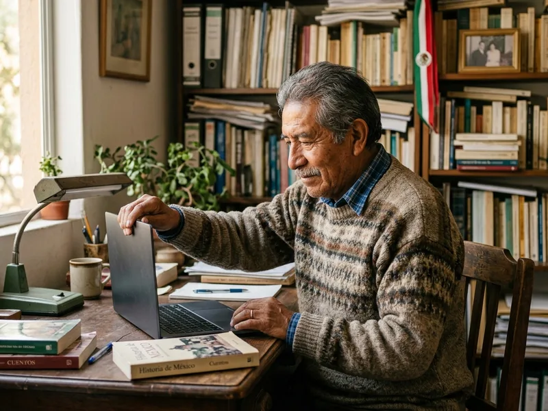 Llave MX: cómo crear tu cuenta paso a paso (2026) 3 Ciudadano digitando contraseña segura en laptop y protegiendo acceso a su cuenta digital gubernamental