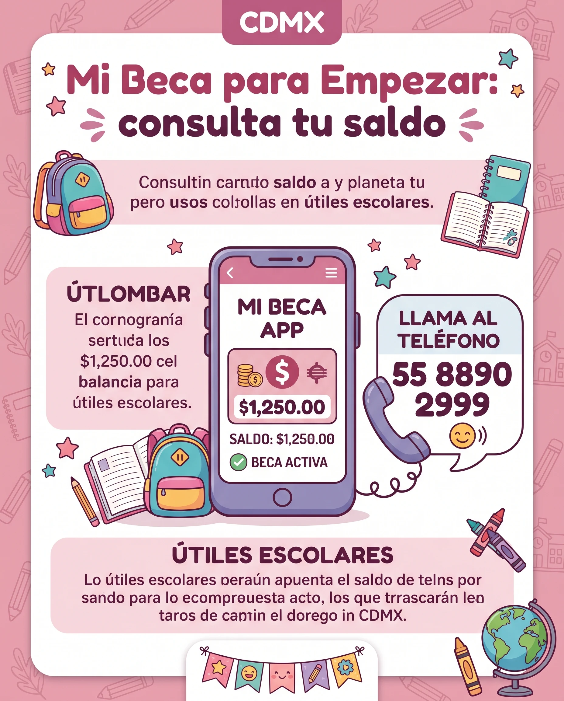 Mi Beca para Empezar 2026: Saldo, Cuándo Depositan, Estatus y Registro 2 Cómo consultar el saldo de Mi Beca para Empezar: app Obtén Más, Llave CDMX y teléfono 55 8890 2999.